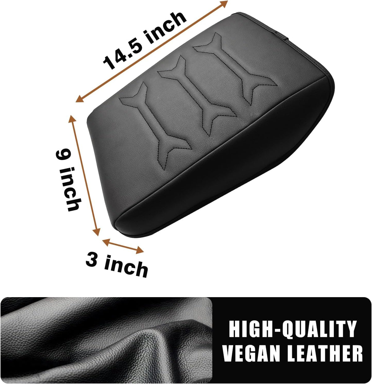 Muslogy for 2024 2025 Atlas & Cross Sport Center Console Pad Armrest Cover Protector Vegan Leather Extra Soft Armrest Box Lid Pad Compatible with Volkswagen Atlas/Cross Sport Accessories (V2_Black)