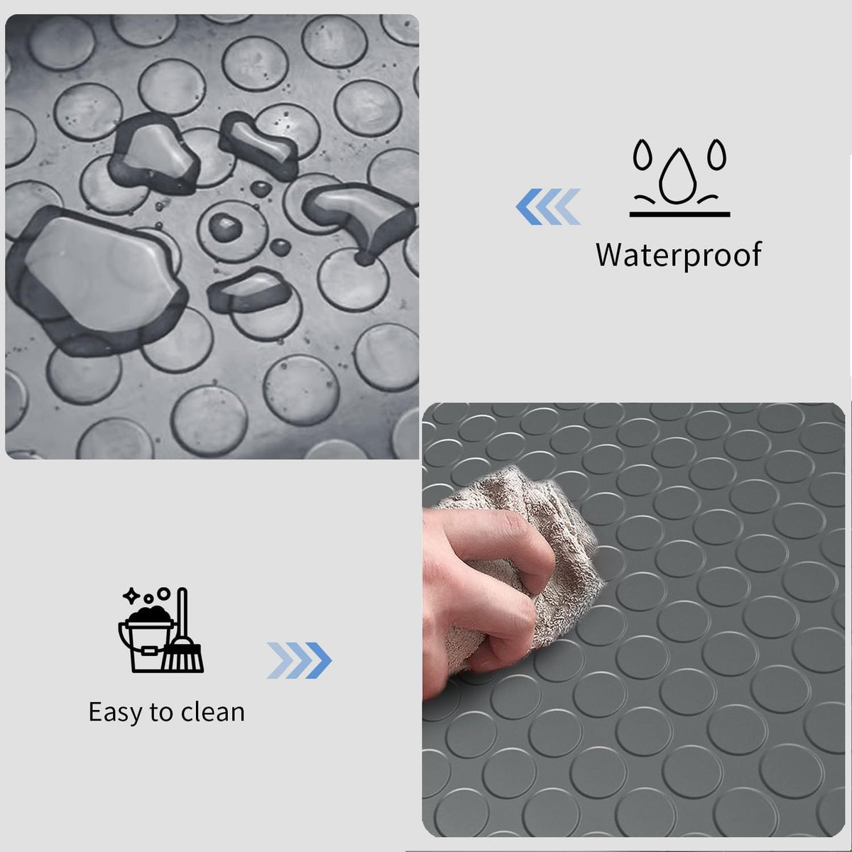 Premium Garage Floor Mat, Commercial Grade Heavy Duty Parking Mat for Garage Floor, Golf Cart Parking, Water/Stain Resistant Floor Runner (Grey Coin, 4 x 13 Feet)