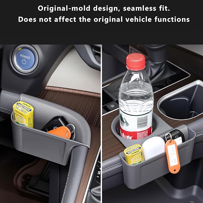2PCS Cup Holder Storage Box for Toyota Sienna 2021-2026 Gear Shift Insert Organizer Tray Pockets Cup Groove Storage Multifunction Box(Gray)
