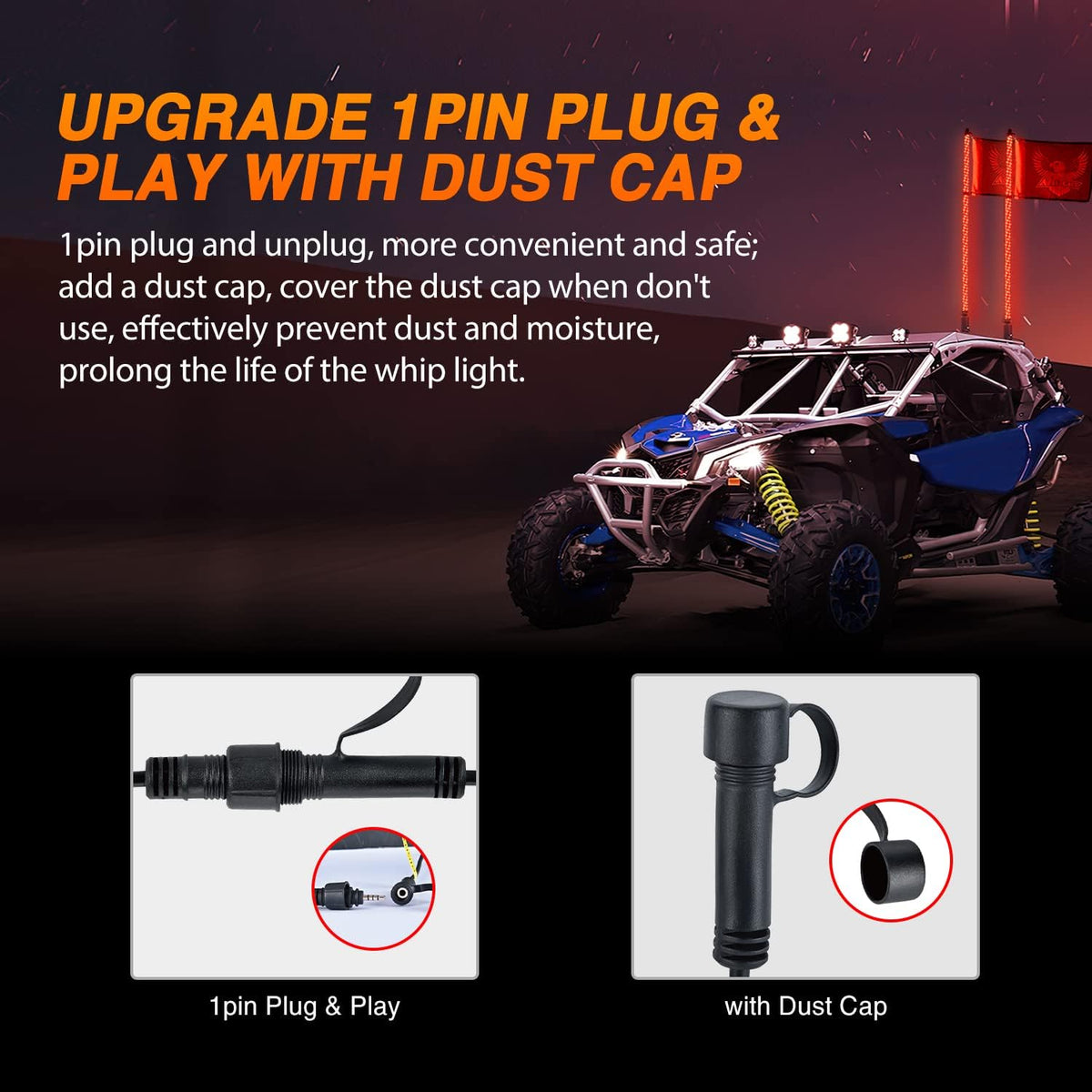 Nilight 2PCS 4FT RGB LED Whip Light with Spring Base Remote App Control w/DIY Chasing Patterns Turn Signal & Brake Lights for ATV UTV Polaris RZR Can-am Dune Buggy Jeep