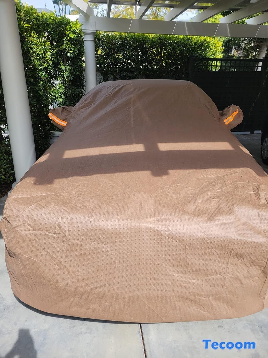 Tecoom Thick Shell Car Cover Super Breathable-Waterproof Windproof Snow Sun Rain UV Protective Outdoor All Weather Fit 170-190 Inches Length Sedan