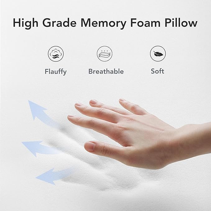 Travel Pillow, 100% Pure Memory Foam Travel Neck Pillow Airplane Neck Support Ergonomic Design for Traveling Suitable for Airplanes,Offices and Cars-Cooling Silk Blue