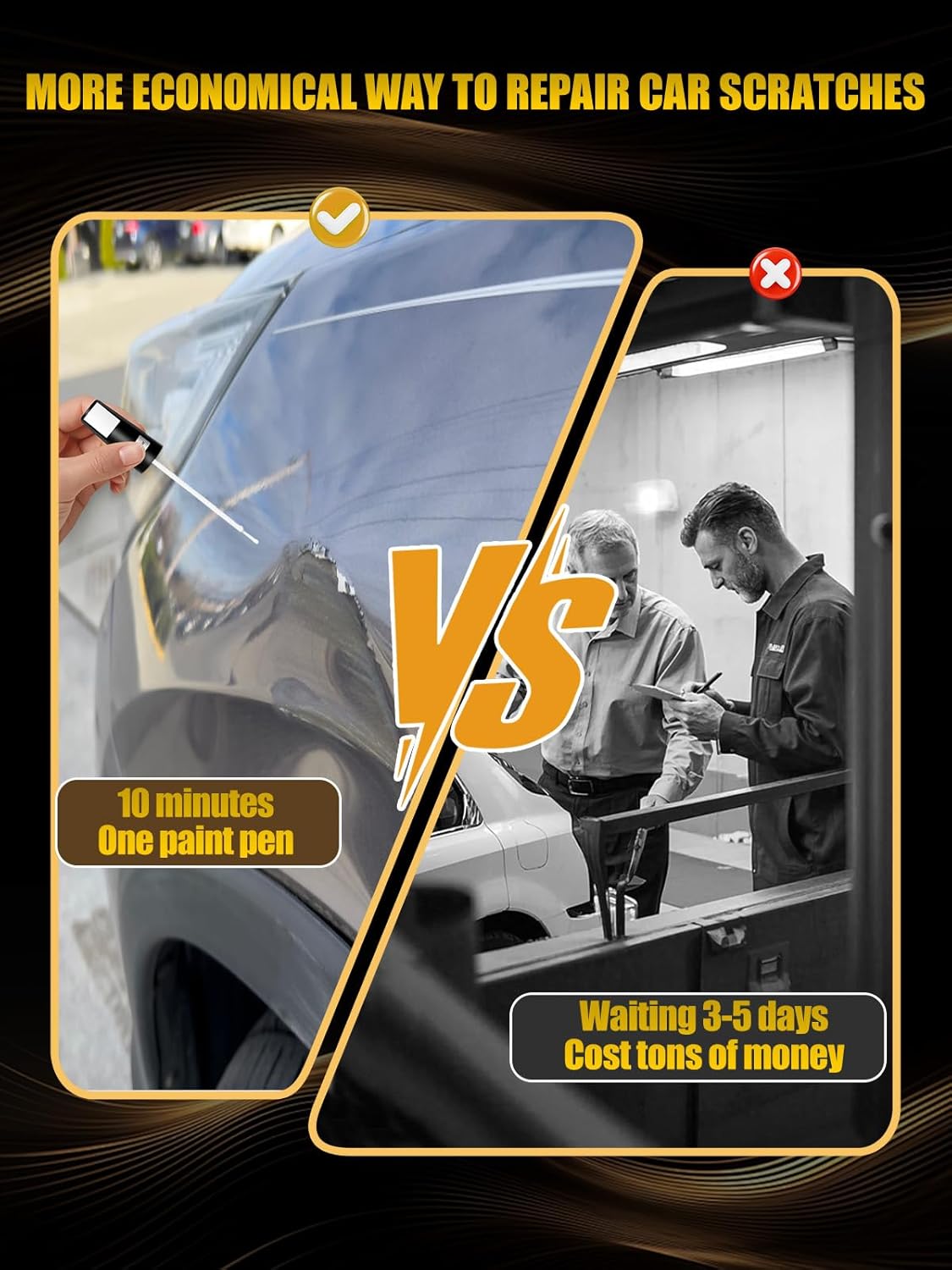 (197/9197) Obsidian Black Metallic Touch Up Paint Compatible with Mercedes-Benz, Exact Match Car Paint Pen Automotive Scratch Repair Remover Kit Quick & Easy Solution for Vehile Chips and Nicks