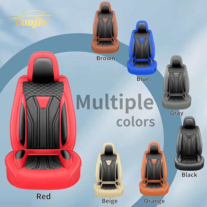 Fit CRV Car Seat Covers Premium Leather for Honda CRV cr-v 2011-2025 2026. Waterproof, Breathable, Scratch-Resistant & All-Weather Seat Cushion Protector (Front Seat,Red&Black)