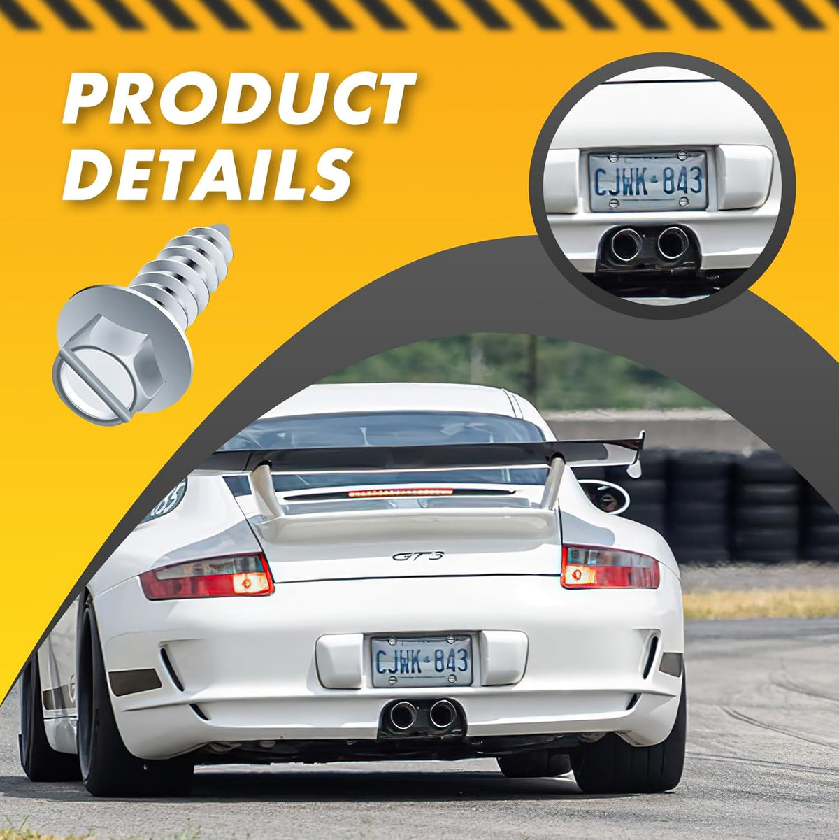 【Upgraded】 100 Pcs License Plate Mounting Screws for Car Dealers #14 x 3/4" Slotted Hex Head License Plate Bolts with Rustproof Finish, Car License Plate Screws for License Plates Frames