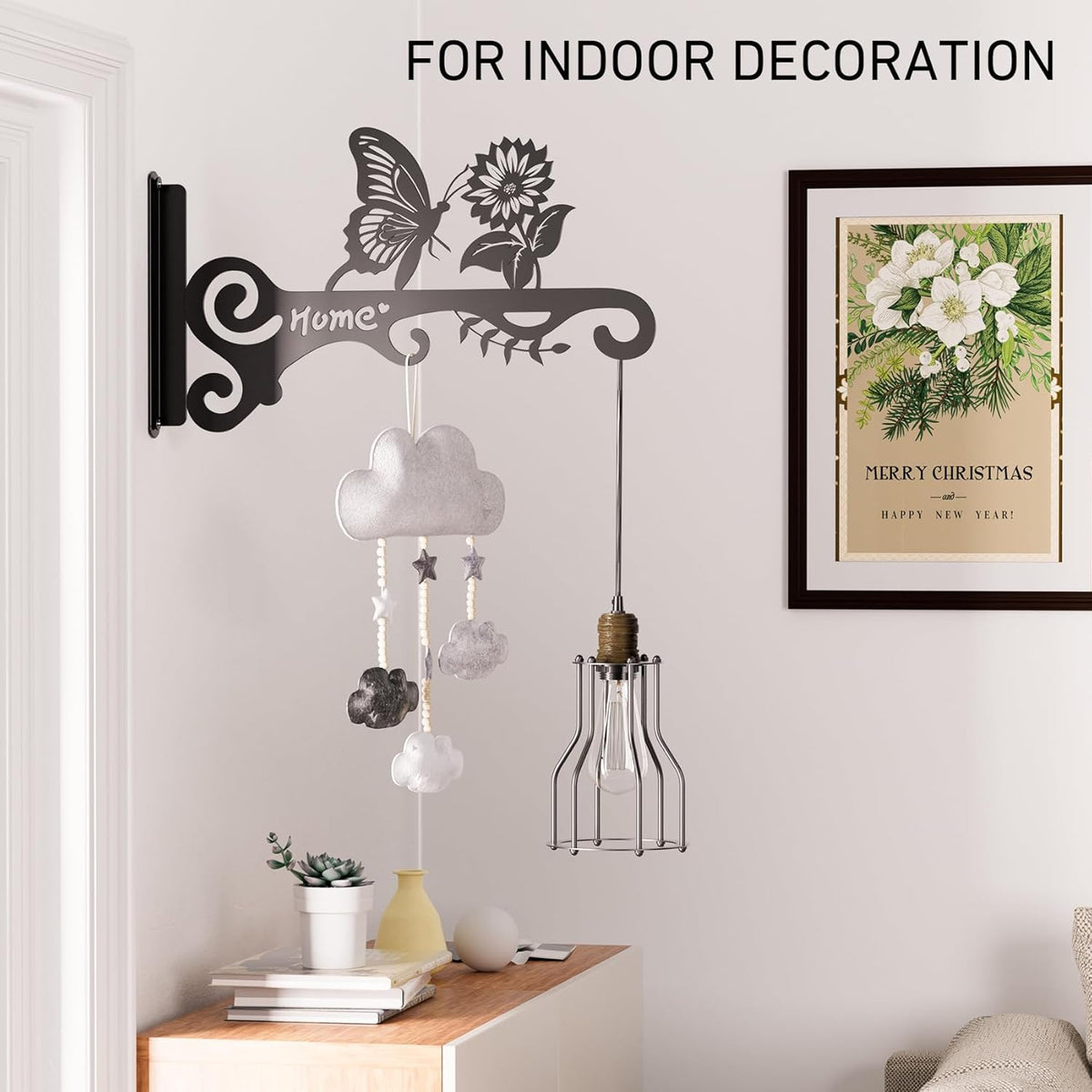 10 Inch Metal Plant Hooks (2-Pack) - Decorative Wall Hangers with Butterfly Design for Indoor & Outdoor Use - Hanging Brackets for Plants, Flower Baskets, Bird Feeders - Patio, Garden, Home Decor