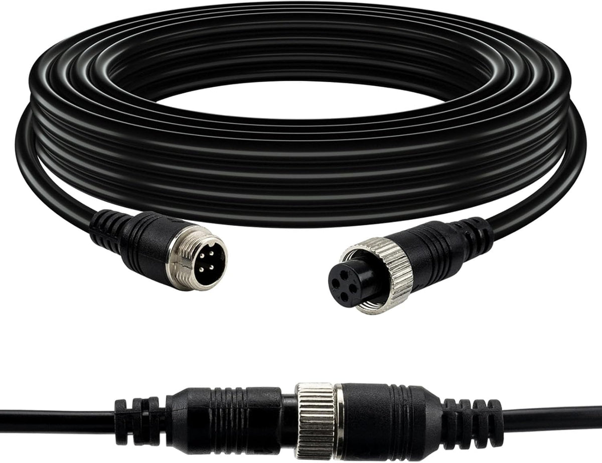 4-pin Aviation Video Extension Cable, Lonlonty Backup Camera Extension Cable for Car, Trailer, Bus, Truck Reversing Rear View Camera.(33FT/10M)