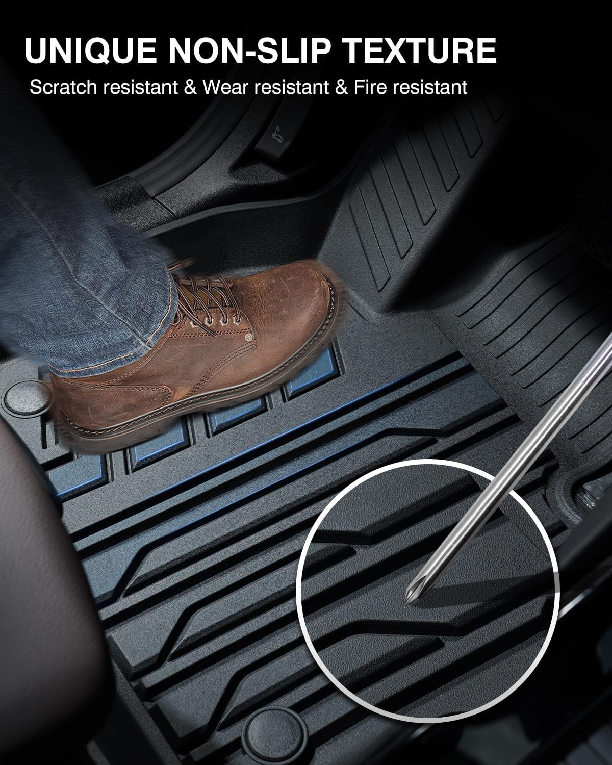 Powerty Floor Mats for 2018-2024 BMW X3 / 2019-2024 BMW X4, Custom Fit for BMW X3 Accessories, 3D TPE All Weather Car Mats Heavy-Duty Floor Liners (Fit All Models)