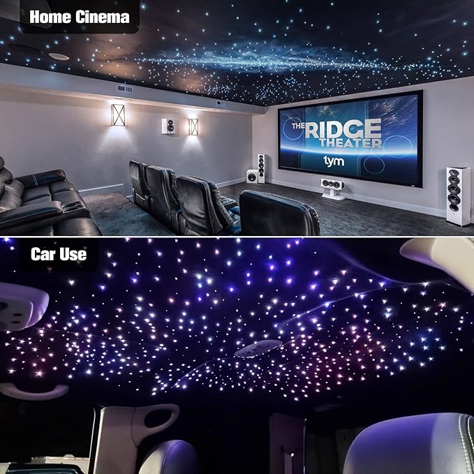CHINLY Starlight Headliner kit 550pcs 9.8ft 0.03in starlights RGBW Fiber Optic Lights,APP+Remote Control Star Headliner kit, car Star Lights for car Ceiling Theater
