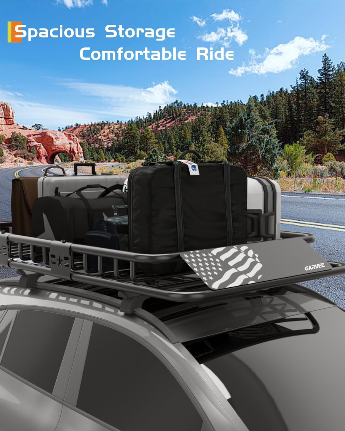 64" x 39" Universal Roof Rack Carrier Basket, 200 Lbs Capacity Car Cargo Rack with Extension Luggage Holder Basket Heavy Duty for SUVs, Trucks, Vehicles