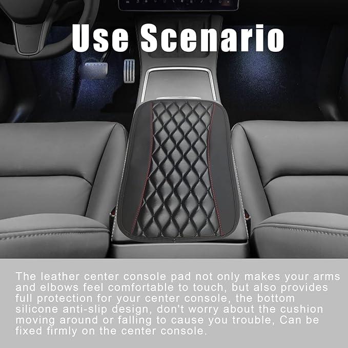 Car Center Console Cover, Universal Leather Waterproof Armrest Seat Box Cover Protector, Comfortable Car Decor Accessories Fit for Most Cars, Vehicles, SUVs-Black