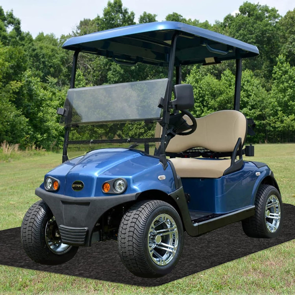 Golf Cart Parking Mat 4.9 ft × 9.1 ft Garage Floor Mat Oil Absorbent Waterproof Rubber Backing Layer Floor Protective Pad from Spills, Drips, Splashes and Stains