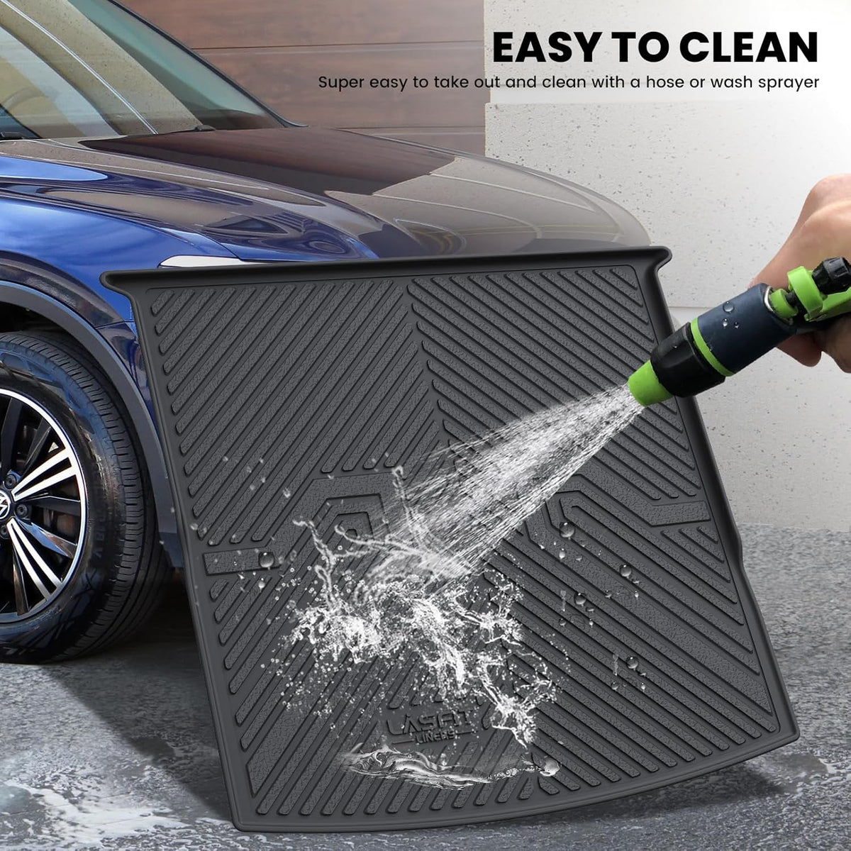 LASFIT Cargo Mat for Volkswagen Tiguan 2018-2024(Fit 5 Seats Not Fit 7 Seats), Custom Fit All-Weather TPE Rubber Trunk Mat for VW Accessories, Waterproof, Easy to Clean, Black
