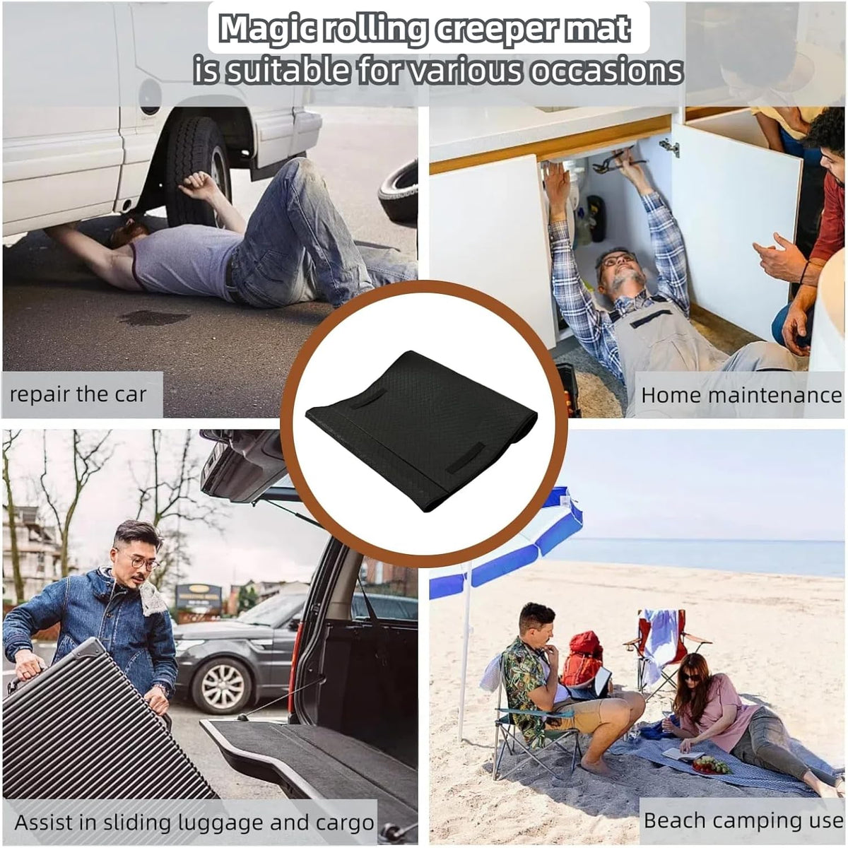Magical Rolling Creeper Mat Car Repair Garage Mat 60"X28",Made Available for Self-Driving Tour、Long-Haul Truck for Working On The Ground Working Excellent auto Mechanic Repair mat