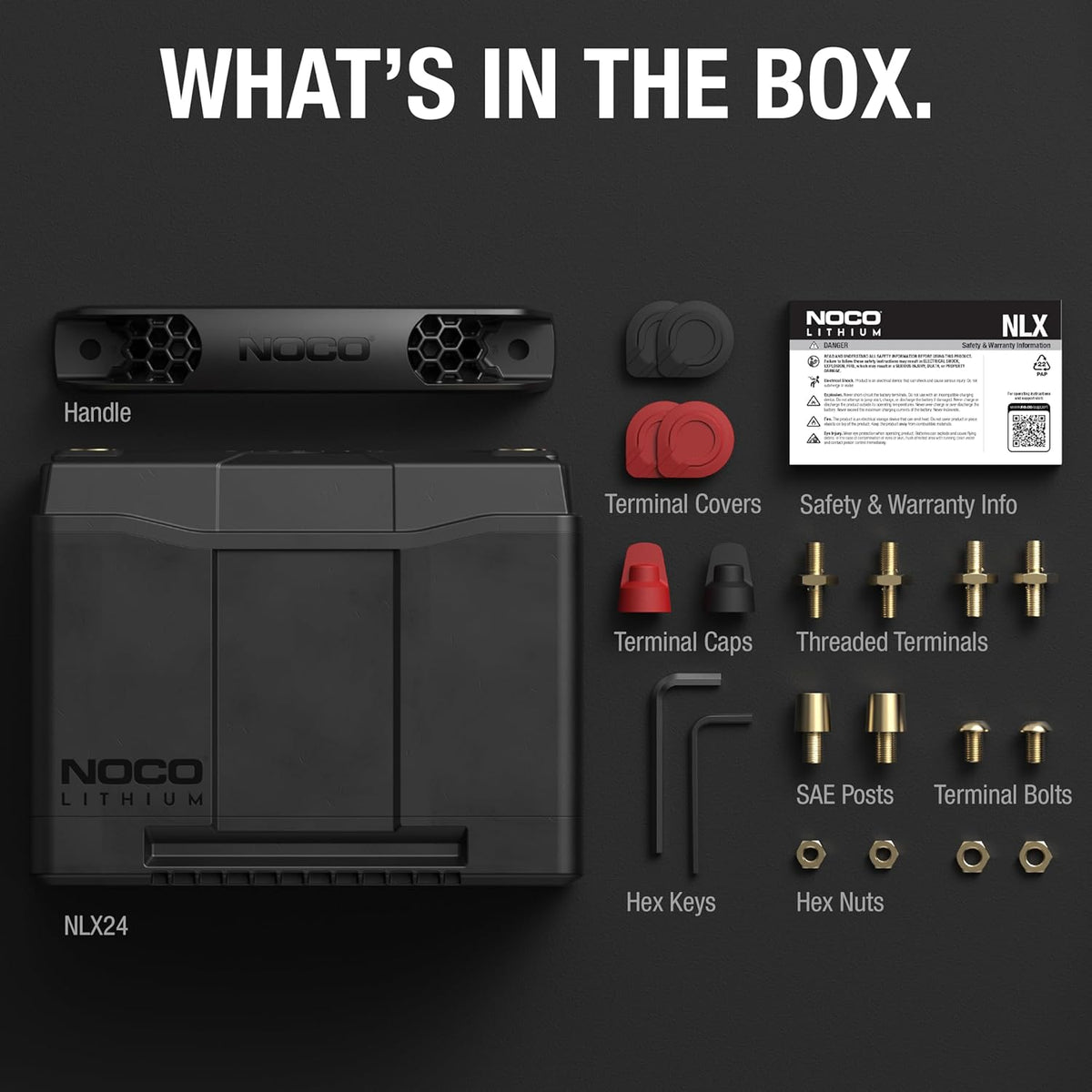 NOCO Lithium NLX24: 12V Dual-Purpose LiFePO4 Lithium-Ion Battery - 90Ah Deep-Cycle and 1200A Group 24 Starter Battery - UL Listed - Built-In Dynamic BMS