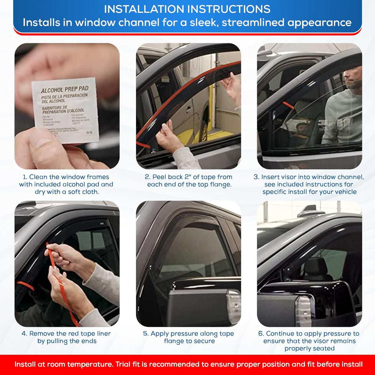 KPY Window Visor Compatible with Dodge Dakota Crew Cab 2000-2004, 4PC Rain Guard Side Window Vent Deflectors in-Channel Style, 2000 2001 2002 2003 2004