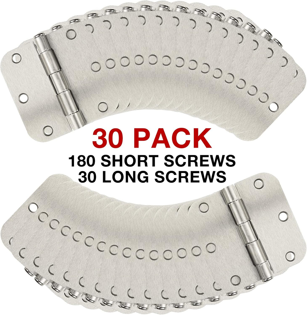 30 Pack Rounded Satin Door Hinges Brushed Nickel 3.5 Inch Interior 3 1/2 Inch 5/8" Radius Corners Iron Bifold Silver Residential Bed Room Hinge for Doors Hardware Controls House Decor Accessories
