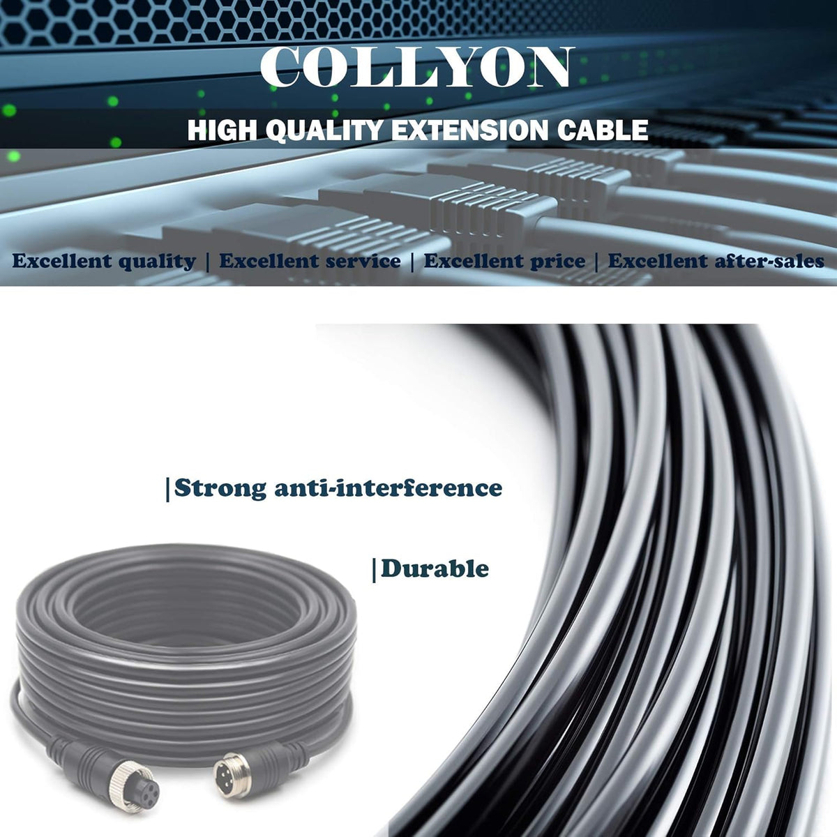(50FT/15m) Car Video Systems,Backup Camera Cable,Backup Camera Extension CableShock Extension, AV Extension CableCCTV Rear View Camera,Car Video Extension Cable,Car Backup Monitoring System