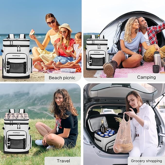 Large Waterproof Insulated Cooler Backpack for Men & Women, Leak Proof Cooler Backpack for Camping, Beach, Fishing, Picnic, Travel, Outdoor, 30L, 48Cans