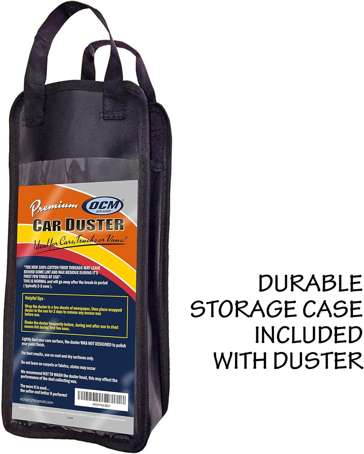 Premium Extra Large Car Duster with Durable Solid Wood Handle Includes Storage Cover - Professional Detailers Top Choice