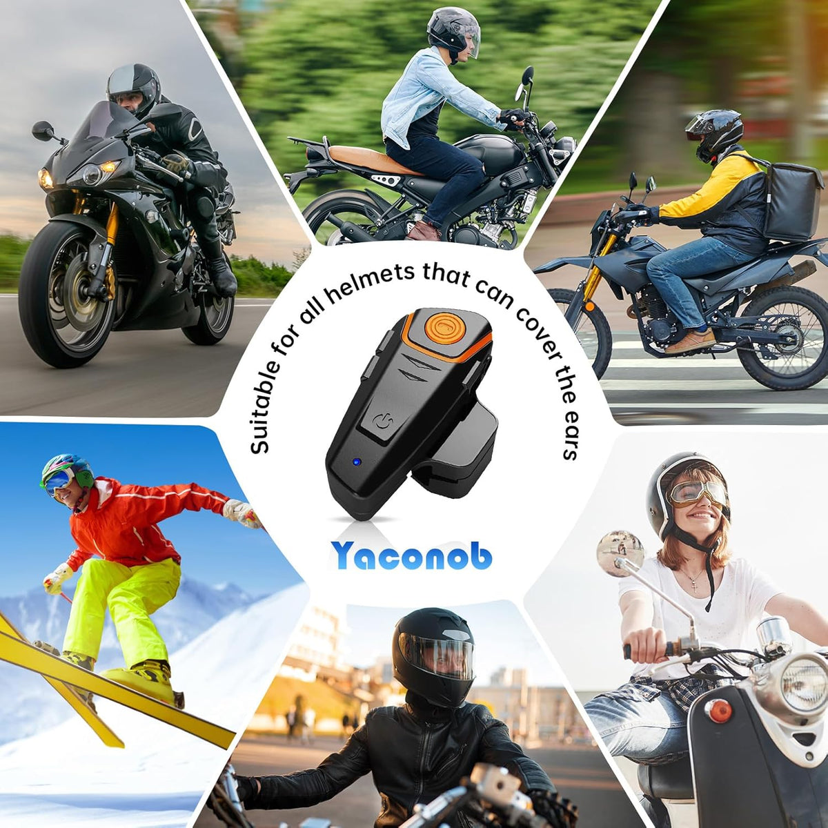 Helmet Bluetooth Headset Bt-S2ns, 1000m Helmet Communication System, Connect Up to 3 People 2 People Talk at The Same Time(2pack)