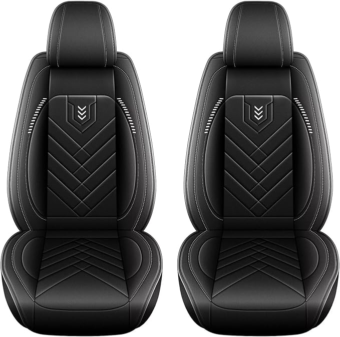 AOMSAZTO Car Seat Covers Fit for Jeep Renegade 2015-2024 2025 Premium Front Seat Covers Waterproof Leather Automotive Seat Covers Compatible with Airbag (2 Seats,Black)