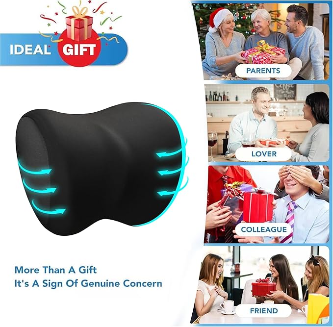 2-Pack Car Neck Pillow with Height-Adjustable,Car Headrest Pillow for Neck Support Relieves Driving Fatigue, Soft Memory Form and Ergonomic Design Fits Most Car Seats(Matte Black)