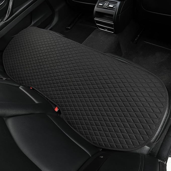 West Llama Linen Car Seat Covers,Bottom Seat Covers for Cars Include 1 Pair Front Driver Seat Pad Mat and 1 Rear Bench Cover Universal Fits 90% Vehicles,SUVs,Cars,Sedans(3Piece-Black)