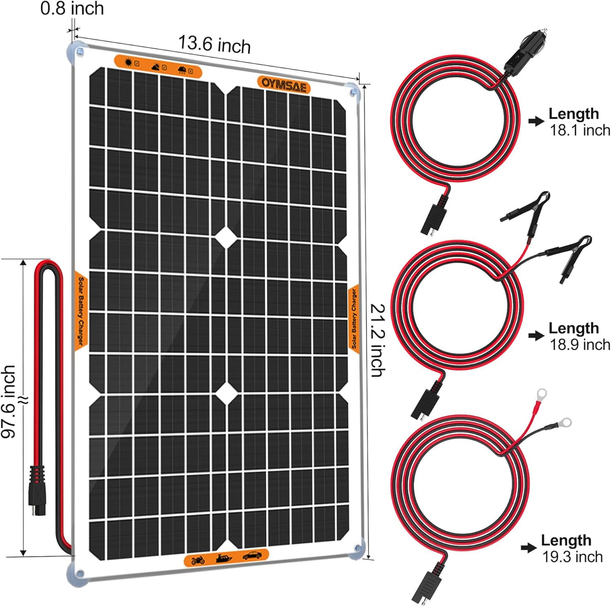 OYMSAE 30W 12V Solar Battery Charger Waterproof Solars Battery Maintainer,Portable Solar Panel Charger with Upgraded MPPT Controller for Car, Motorcycle, Boat, Marine, RV, Trailer, Tractor,Truck, etc