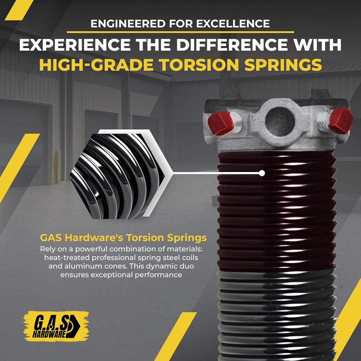 Garage Door Torsion Spring 234x2x29 Torsion Springs for Left Side of Garage Door with 1" Steel Bearing, Gloves, and Winding Bars Precision E-Coating 5-Year Warranty Minimum 30,000 Cycles (Red Cone)