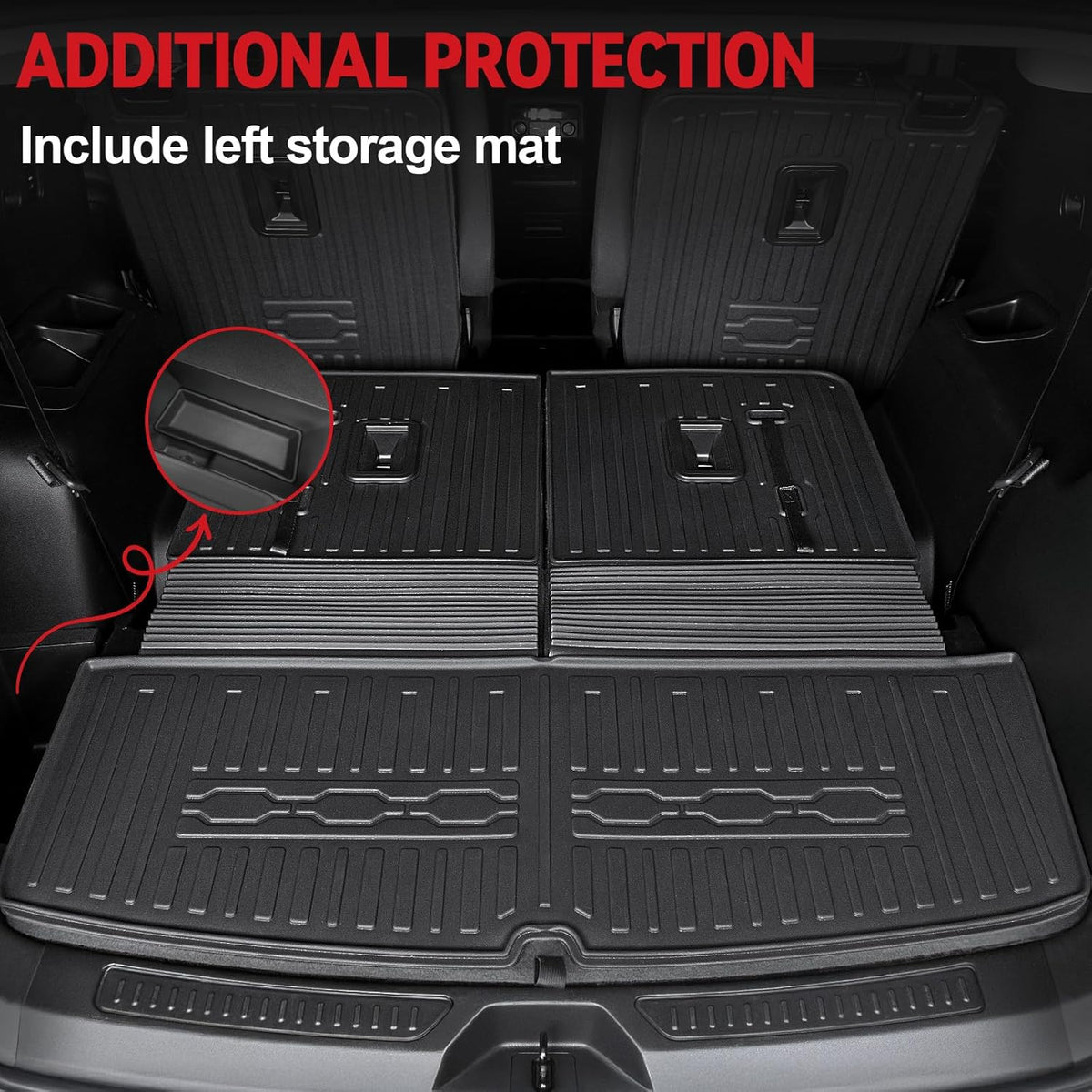 Floor Mats for 2017-2023 GMC Acadia (6-seat), All Weather TPE 2-in-1 Cargo Mat with Backrest Mat for Acadia Accessories