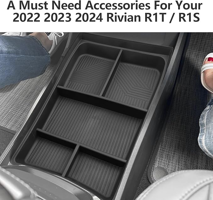 LUWU for 2022-2026 Rivian R1T/R1S Center Console Organizer Rivian Armrest Storage Armrest Organizer Insert Tray Rivian R1T/R1S Lower Console Organizer Storage Tray 2025 2026 Rivian R1T/R1S Accessories