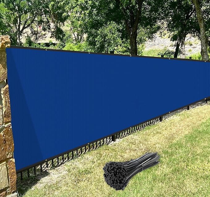 Windscreen4less Privacy Fence Screen Heavy Duty Windscreen Fencing Mesh Fabric Shade Net Cover with Brass Grommtes for Outdoor Wall Garden Yard Pool Deck, 8'x224' Blue
