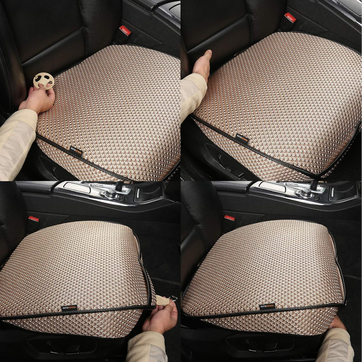 Auto Newer Breathable Universal Four Seasons Car Seat Covers, Luxury Car Seat Cushion,Protectors for Front Seat Bottoms,Compatible with 95% Vehicles, Fit for Cars Truck SUV (Gold Beige,2PCS)