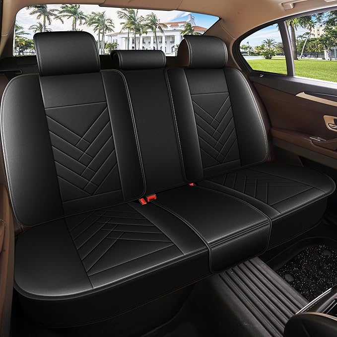 AOMSAZTO Car Seat Covers Full Set Fit for Nissan Pathfinder 2011-2025 2026 Waterproof Faux Leather Car Seat Cushions Automotive 5 Seat Covers Set(Black)
