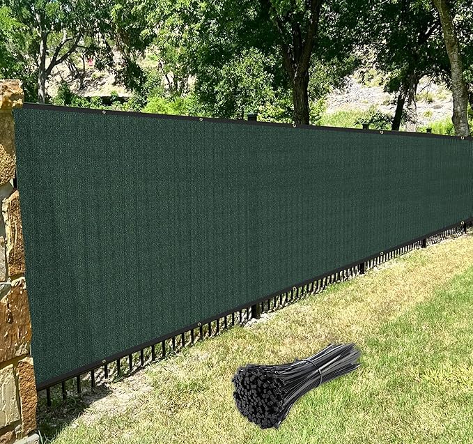 Windscreen4less Privacy Fence Screen Heavy Duty Windscreen Fencing Mesh Fabric Shade Net Cover with Brass Grommtes for Outdoor Wall Garden Yard Pool Deck, 8'x72' Green