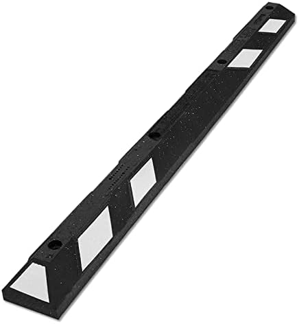 SmartSign Rubber Parking Curb - Heavy Duty Parking Stop with White Reflective Stripe Chevrons, 72" Long (6ft), Wheel Stop for Parking Lot/Garage/Cars/Trucks, Pre-Drilled Holes, Pack of 1