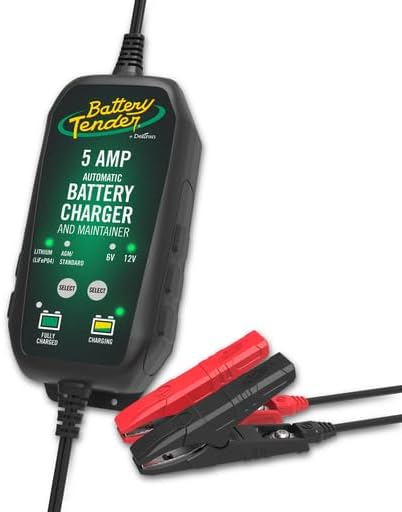 Battery Tender 5 AMP 12V Battery Charger and Maintainer - Automotive Smart Automatic Battery Charger for Cars SUVs and Trucks -Lead Acid, AGM, Gel, & Lithium - 022-0186G-DL-WH
