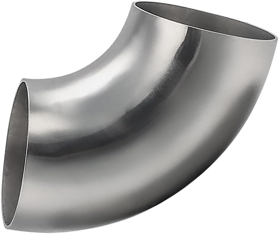 Cotonake OD 5 Inch 90 Degree SS304 Stainless Steel Bend Tube Exhaust Elbow Pipe for Car Modified Exhaust System 5" Piping Silver Tone，Stair Handrail (1pcs)
