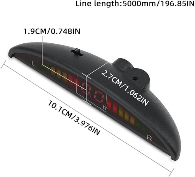 Car Reverse Backup Parking Sensor Radar System, The LED Display with 3 Colors can Both Shows Distance Data and warn You with beep Sound Adjustable Volume Compact and Easy to Install（Blue）
