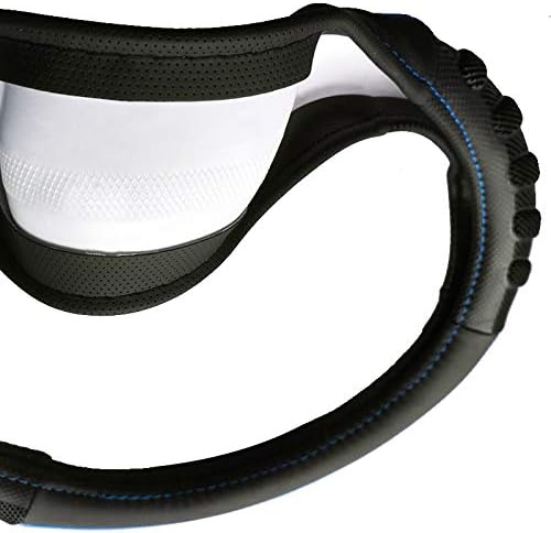 Flying Banner car Steering Wheel Cover Faux Leather Massage Universal fit 3D Honeycomb Hole Anti-Slip Sporty 15 Inches (Blue Black)