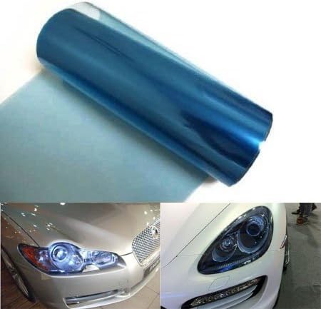 12 by 48 Inches Self Adhesive Headlight, Tail Lights, Fog Lights Tint Vinyl Film (12 X 48, Dark Blue)