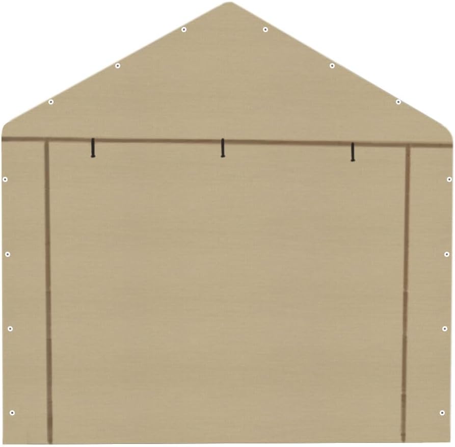 10x20 Carport Replacement Sidewall, Front Panel Canopy Entrance Panel with Zippers and Elastic Ball Bungees, 180G PE Waterproof & UV Protected Replacement Sidewall Cover, Beige