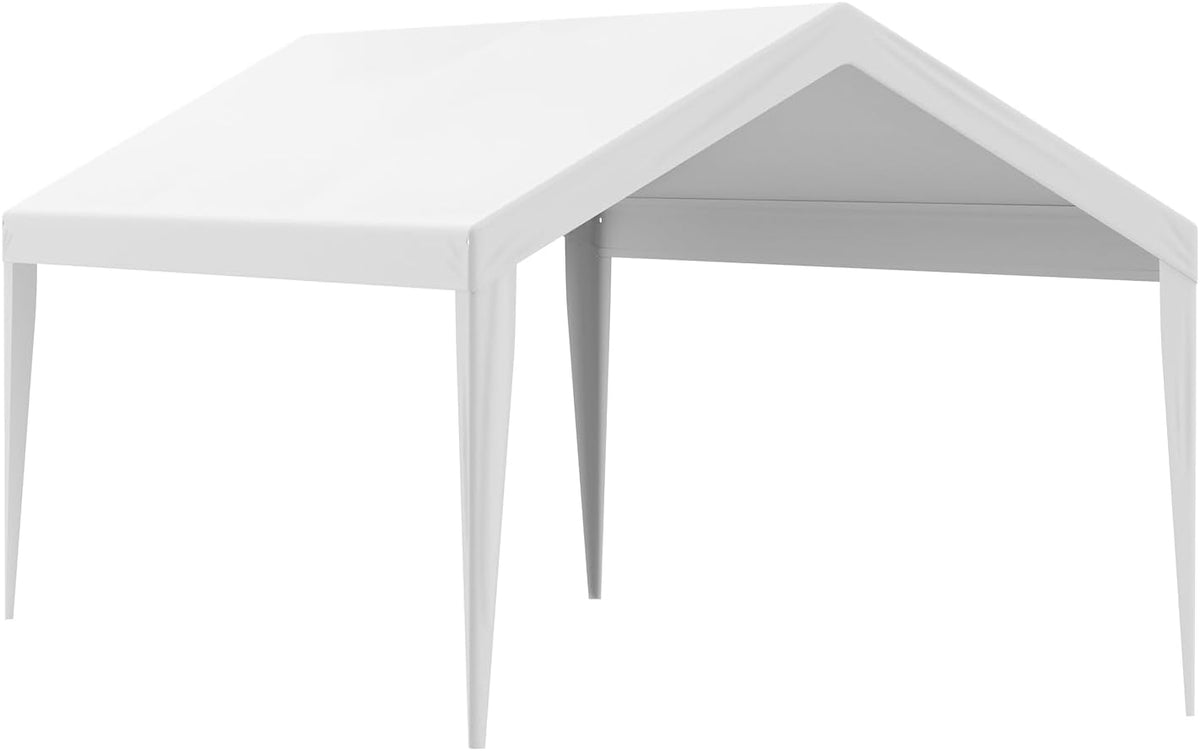 VEVOR Carport Replacement Canopy Cover 10 x 20 ft, Garage Top Tent Shelter Tarp Heavy-Duty Waterproof & UV Protected, Easy Installation with Ball Bungees,White (Only Top Cover, Frame Not Include)
