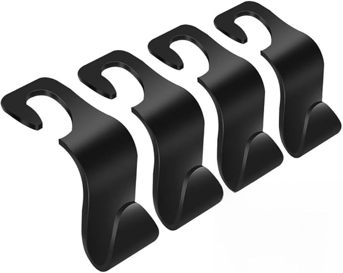 Car Seat Headrest Hook 4 Pack Vehicle Backpack Hooks Hanger Vehicles Holder Organizer for Purses,Bags,Cloths,Car Water Bottle Hook Seat Accessories