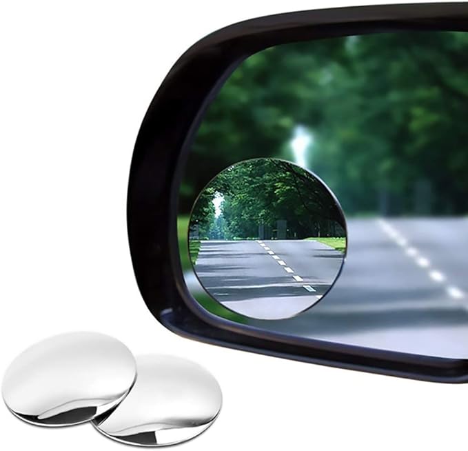 Blind Spot Car Mirror 2 Pack-2 Inch Round Rear View Convex Mirrors for Cars/SUVs/Motorcycles/Trucks/Trailers/Snowmobiles/Bicycles/RVs/Boats/Golf Carts with Rust Resistant Frame-HD Real Glass