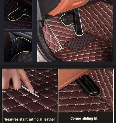 Custom Floor Mats for Cars，Luxury Full Coverage All Weather Car Floor Mats，Leather Car Mat Set ， Floor Mats for 99% of Cars, Trucks & SUVs (Black Purple)