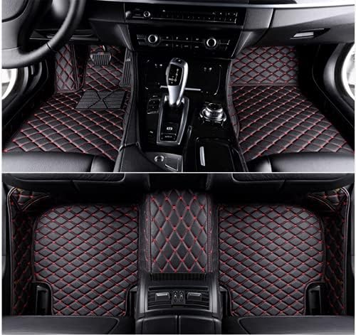 Custom Making Car Floor Mats for 95% Sedan SUV Sports Car Full Coverage Cute Men Women Pads Protection Non-Slip Leather Floor Liners (Black Red)