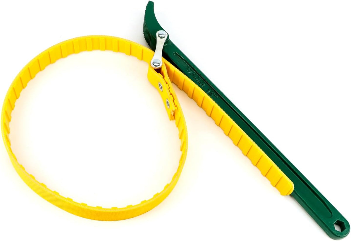 QWORK 15" Belt Strap Wrench, 2 Pack Multi-Purpose Adjustable Strap Oil Filter Strap Opener Wrench