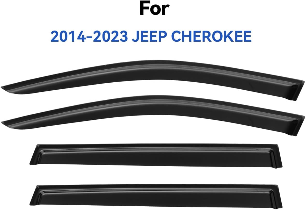 Window Visors Rain Guards for 2014-2023 Jeep Cherokee, Out-Channel Window Vent Wind Deflectors Visors Shades for 14-23 Cherokee